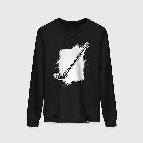 Женский свитшот Хоккейная клюшка в квадрате / Черный – фото 1