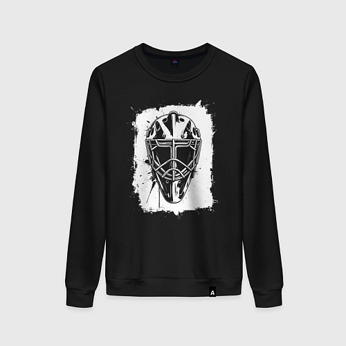 Женский свитшот Вратарская маска в белом квадрате / Черный – фото 1