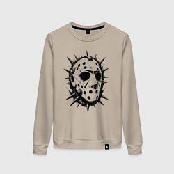 Свитшот хлопковый женский Шипастая хоккейная маска, цвет: миндальный