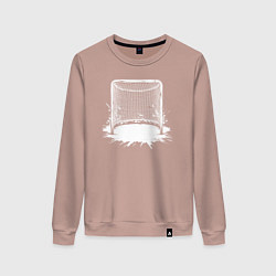 Свитшот хлопковый женский Хоккейная рамка, цвет: пыльно-розовый