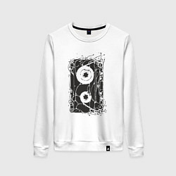 Свитшот хлопковый женский Кассета, цвет: белый