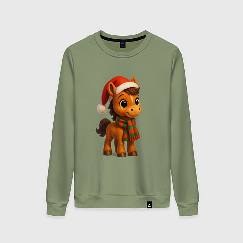 Женский свитшот Новогодняя лошадка 2026 / Авокадо – фото 1