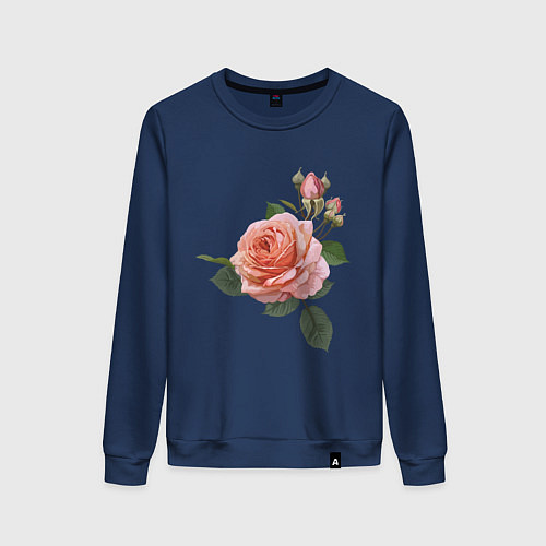 Женский свитшот Розовые розы / Тёмно-синий – фото 1