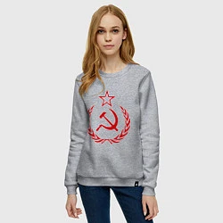 Свитшот хлопковый женский СССР герб, цвет: меланж — фото 2