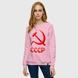 Свитшот хлопковый женский СССР Логотип, цвет: светло-розовый — фото 2