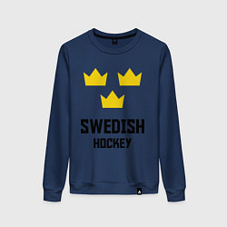 Свитшот хлопковый женский Swedish Hockey, цвет: тёмно-синий