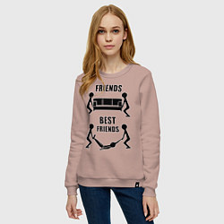 Свитшот хлопковый женский Best friends, цвет: пыльно-розовый — фото 2