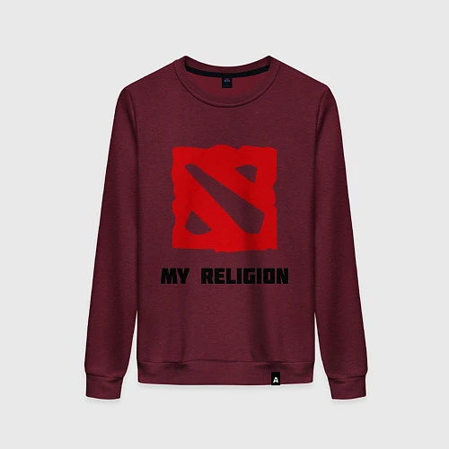 Женский свитшот Dota 2: My Religion / Меланж-бордовый – фото 1