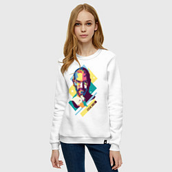 Свитшот хлопковый женский Steve Jobs Art, цвет: белый — фото 2