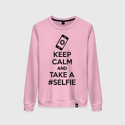 Свитшот хлопковый женский Keep Calm & Take a Selfie, цвет: светло-розовый