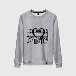 Свитшот хлопковый женский I love music, цвет: меланж