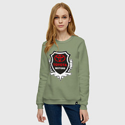 Свитшот хлопковый женский Тойота моторс герб, цвет: авокадо — фото 2