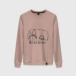 Свитшот хлопковый женский Сколько ног у слона, цвет: пыльно-розовый