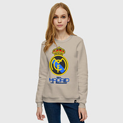 Свитшот хлопковый женский Real Madrid, цвет: миндальный — фото 2