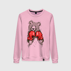 Свитшот хлопковый женский Bear Boxing, цвет: светло-розовый