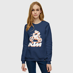 Свитшот хлопковый женский KTM белый, цвет: тёмно-синий — фото 2