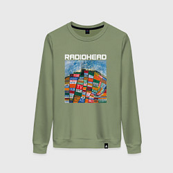 Свитшот хлопковый женский Radiohead, цвет: авокадо