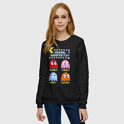 Свитшот хлопковый женский Pac-Man: Usual Suspects, цвет: черный — фото 2