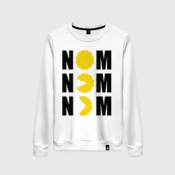 Свитшот хлопковый женский Pac-Man: Nom nom, цвет: белый