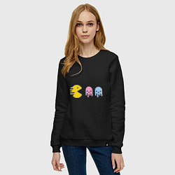 Свитшот хлопковый женский Pac-Man: Fast Eat, цвет: черный — фото 2
