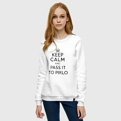 Свитшот хлопковый женский Keep Calm & Pass It To Pirlo, цвет: белый — фото 2