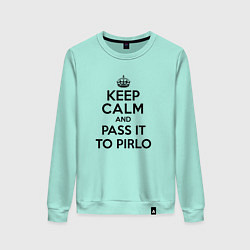 Свитшот хлопковый женский Keep Calm & Pass It To Pirlo цвета мятный — фото 1