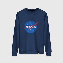 Свитшот хлопковый женский NASA: Logo, цвет: тёмно-синий