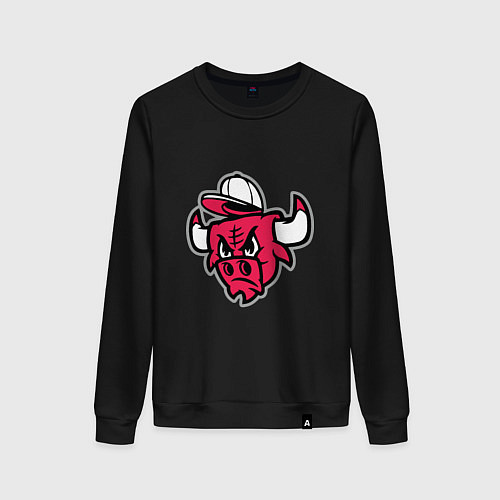 Женский свитшот Chicago Bulls (в кепке) / Черный – фото 1