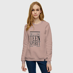 Свитшот хлопковый женский Smells like teen spirit, цвет: пыльно-розовый — фото 2
