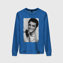 Свитшот хлопковый женский Улыбка Элвиса, цвет: синий