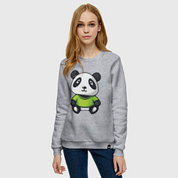 Свитшот хлопковый женский Маленький панда, цвет: меланж — фото 2