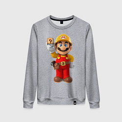Свитшот хлопковый женский Super Mario, цвет: меланж