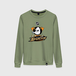 Свитшот хлопковый женский NHL: Anaheim Ducks, цвет: авокадо