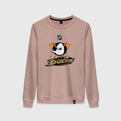 Свитшот хлопковый женский NHL: Anaheim Ducks, цвет: пыльно-розовый