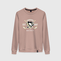 Свитшот хлопковый женский Pittsburgh Penguins: Est.1967, цвет: пыльно-розовый