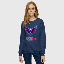 Свитшот хлопковый женский Washington Capitals, цвет: тёмно-синий — фото 2