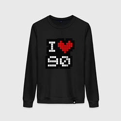 Свитшот хлопковый женский I love 90, цвет: черный