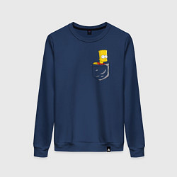 Свитшот хлопковый женский Карманный Барт, цвет: тёмно-синий