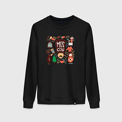 Свитшот хлопковый женский Moscow Pack, цвет: черный