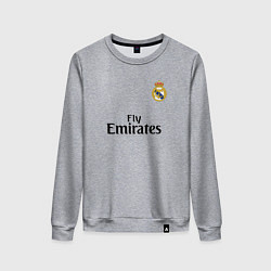 Свитшот хлопковый женский Real Madrid: Fly Emirates, цвет: меланж
