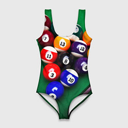 Купальник-боди 3D женский Бильярд, цвет: 3D-принт