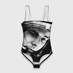 Купальник-боди 3D женский Гагарин космонавт, цвет: 3D-принт
