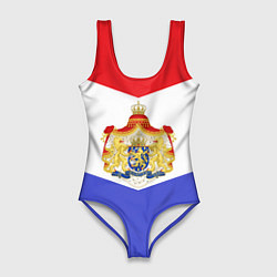 Купальник-боди 3D женский Флаг и герб Голландии, цвет: 3D-принт