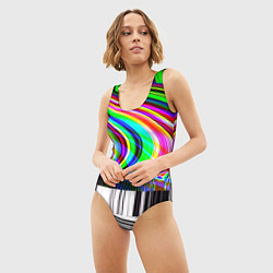 Купальник-боди 3D женский TV Glitch, цвет: 3D-принт — фото 2