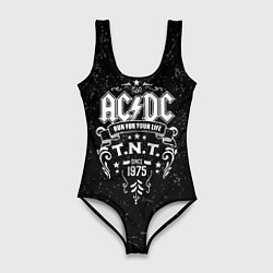 Купальник-боди 3D женский AC/DC: Run For Your Life, цвет: 3D-принт