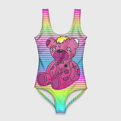 Купальник-боди 3D женский Lil Peep Bear, цвет: 3D-принт