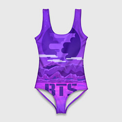Купальник-боди 3D женский BTS: Violet Mountains, цвет: 3D-принт