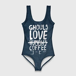 Купальник-боди 3D женский Ghouls Love Coffee, цвет: 3D-принт