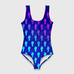 Купальник-боди 3D женский Billie Eilish: Violet Pattern, цвет: 3D-принт