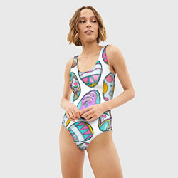 Купальник-боди 3D женский Пасхальные яйца, цвет: 3D-принт — фото 2